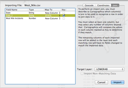 Import Table Data Setup