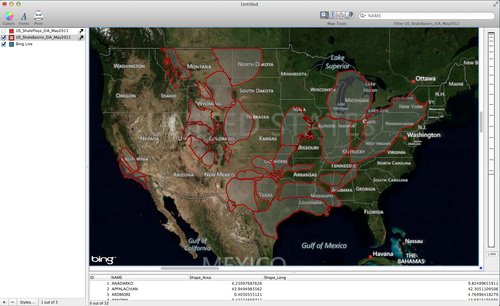 Fracking regions overlaid on Live Map